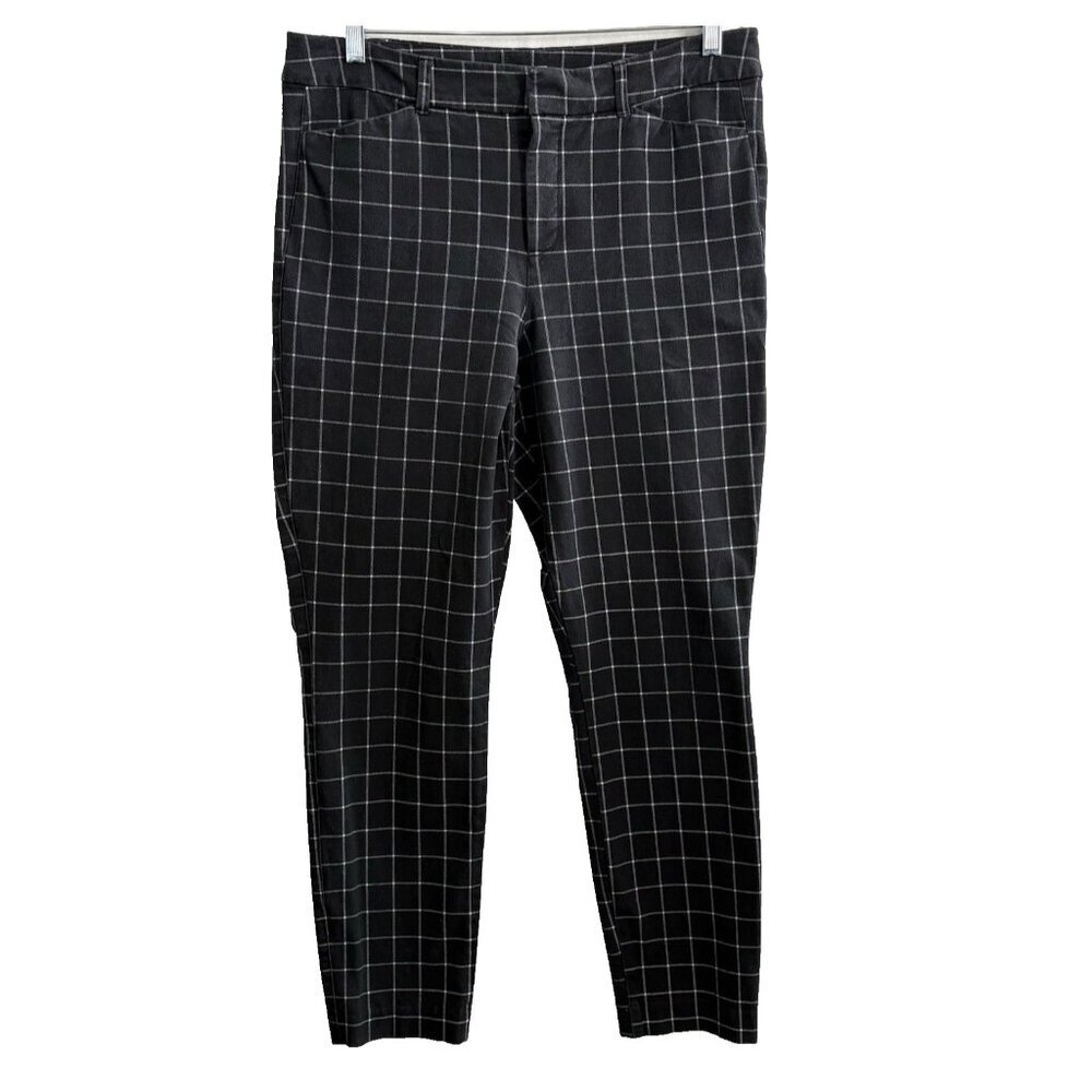 OLD NAVY Women Pixie High Rise Pants Sz 12T Black Checker Weekend Wear 14-9